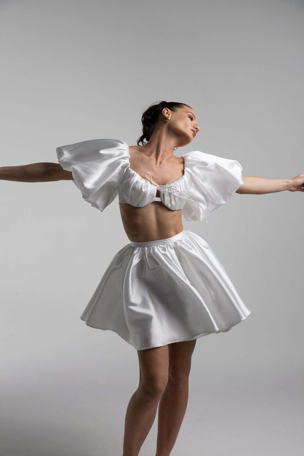 Юбка мини из тафты со сборкой