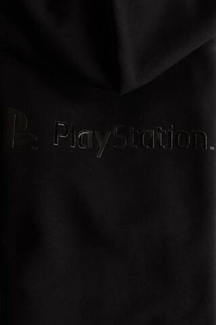 H&M Толстовка с капюшоном и принтом, черный