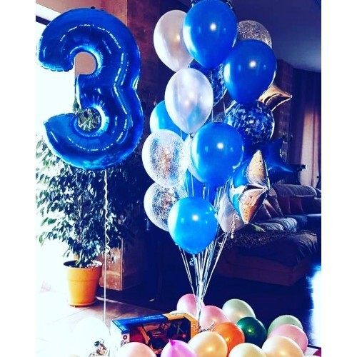 Композиция из шаров на 3 года Для Мальчика