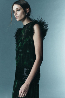 ZARA ПЛАТЬЕ МИДИ С ПРИНТОМ, РАЗНОЦВЕТНЫЙ