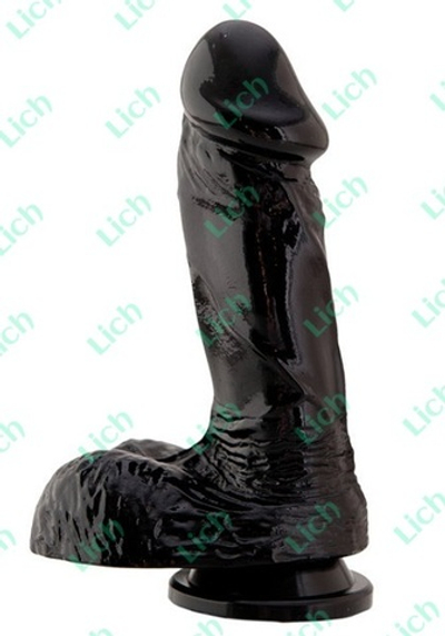 Чёрный фаллоимитатор на присоске, 15,2 см