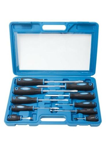 Набор отверток магнитных ''Profi'',10пр.(SL:5.5х100,6.5х125,8.0х150,9.5х175,6.5х38мм, PH:1х75,2х38,2х100,3х125мм+магнит телескоп190-550мм)в кейсе Forsage F-7010A