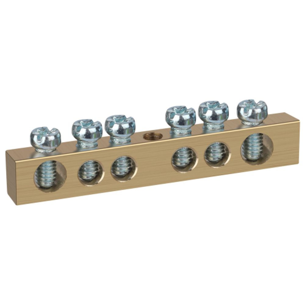 Шина ЭРА NO-122-13 PEN земля-ноль 6х9мм 6/1 латунная с креплениями по центру