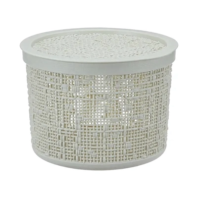 Коробка БЯЗЬ с крышкой D17см 2л белый ротанг