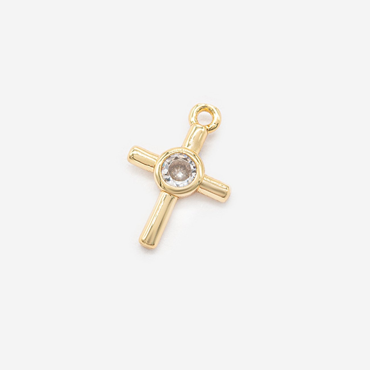 Подвеска "Simple Cross" 13*9мм, фианит, позолота