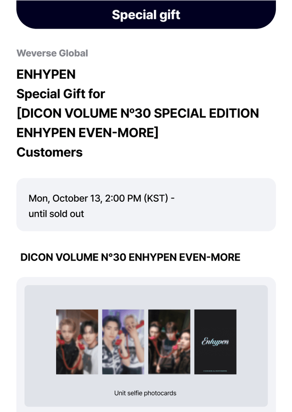 Журнал ENHYPEN - DICON VOLUME N°30 ENHYPEN EVEN-MORE