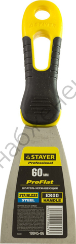 STAYER ProFLat 60 мм х-образное профилированное полотно облегченная двухкомпонентная ручка, нержавеющий, Шпатель, PROFESSIONAL (10045-06)
