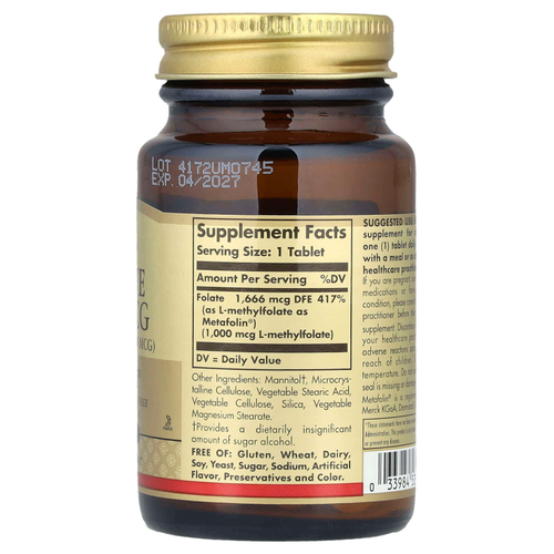 Solgar, фолат, 1000 мкг, 60 таблеток