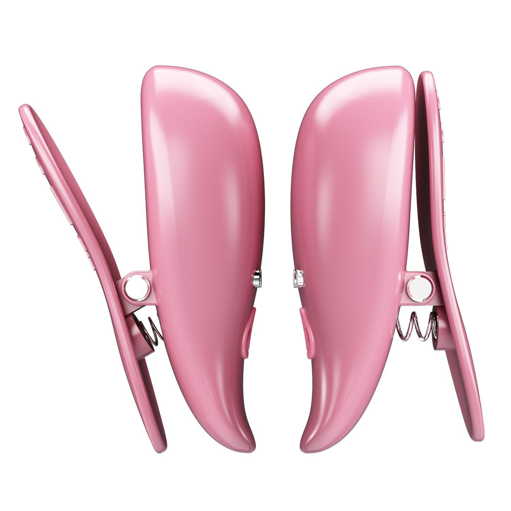 Розовые вибромассажеры для сосков с пультом ДУ Cayley (Цвет: розовый)