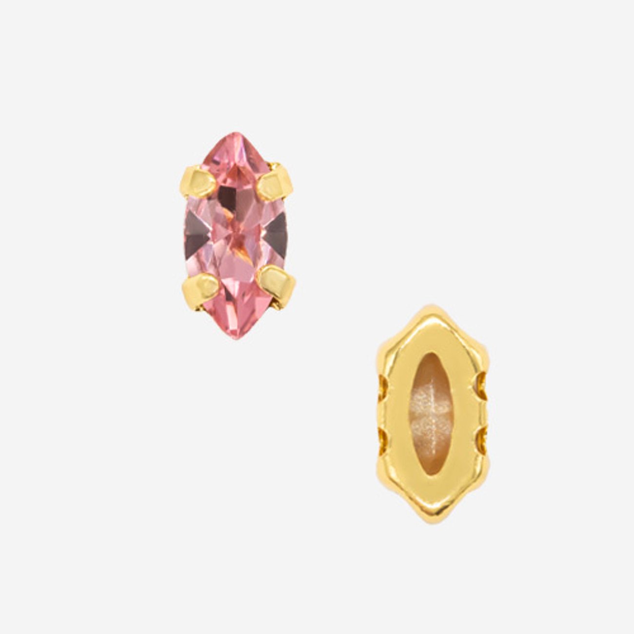 Кристалл Маркиз (Marquise Fancy Stone) в цапах, оттенок "Светлая Фуксия"/"Light Fuchsia", 6*3мм, позолота