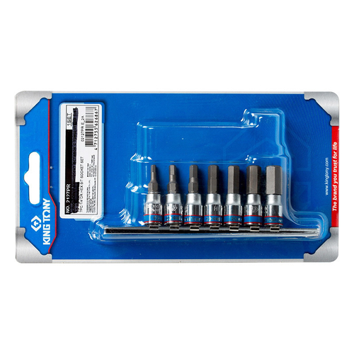 KING TONY (2127PR) Набор торцевых насадок 1/4", HEX, 3-10 мм, 7 предметов