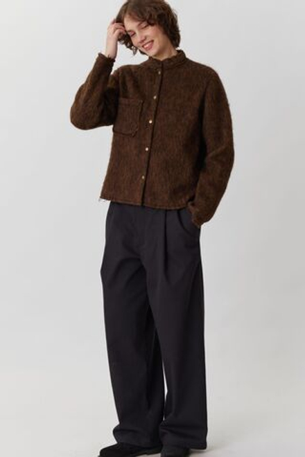 Жакет с карманом из коричневой шерсти