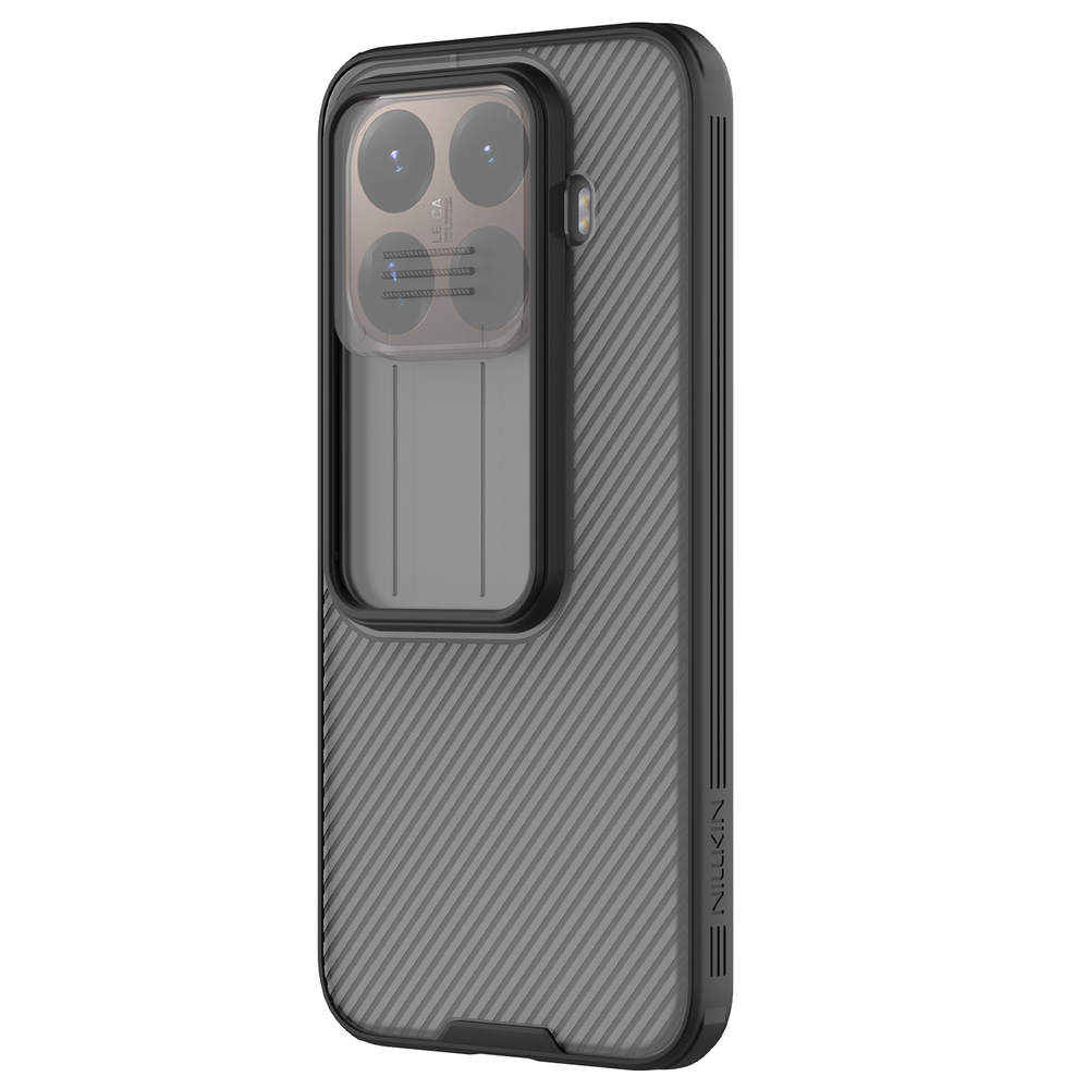 Чехол тонированный с защитной шторкой для камеры на Xiaomi 15T Pro, серия CamShield Pro Case (Transparent black) от Nillkin