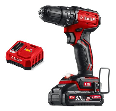 ЗУБР 20 В, 45 Н·м, 1 АКБ LMS (2 А·ч), бесщеточная ударная дрель-шуруповерт (ДБУ-45-21)