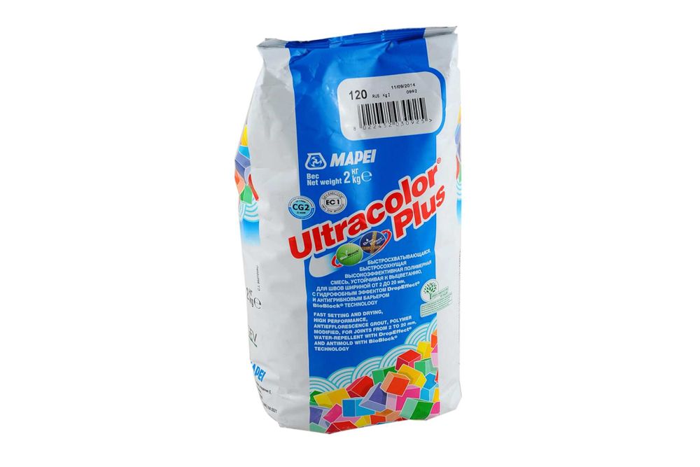 Затирка MAPEI ULTRACOLOR PLUS №114 для швов с водоотталкивающим и антигрибковым эффектом, антрацит 2 кг 6651