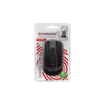 Мышь беспроводная SONNEN M-3032, USB, 1200 dpi, 2 кнопки + 1 колесо-кнопка, оптическая, черная, 512640