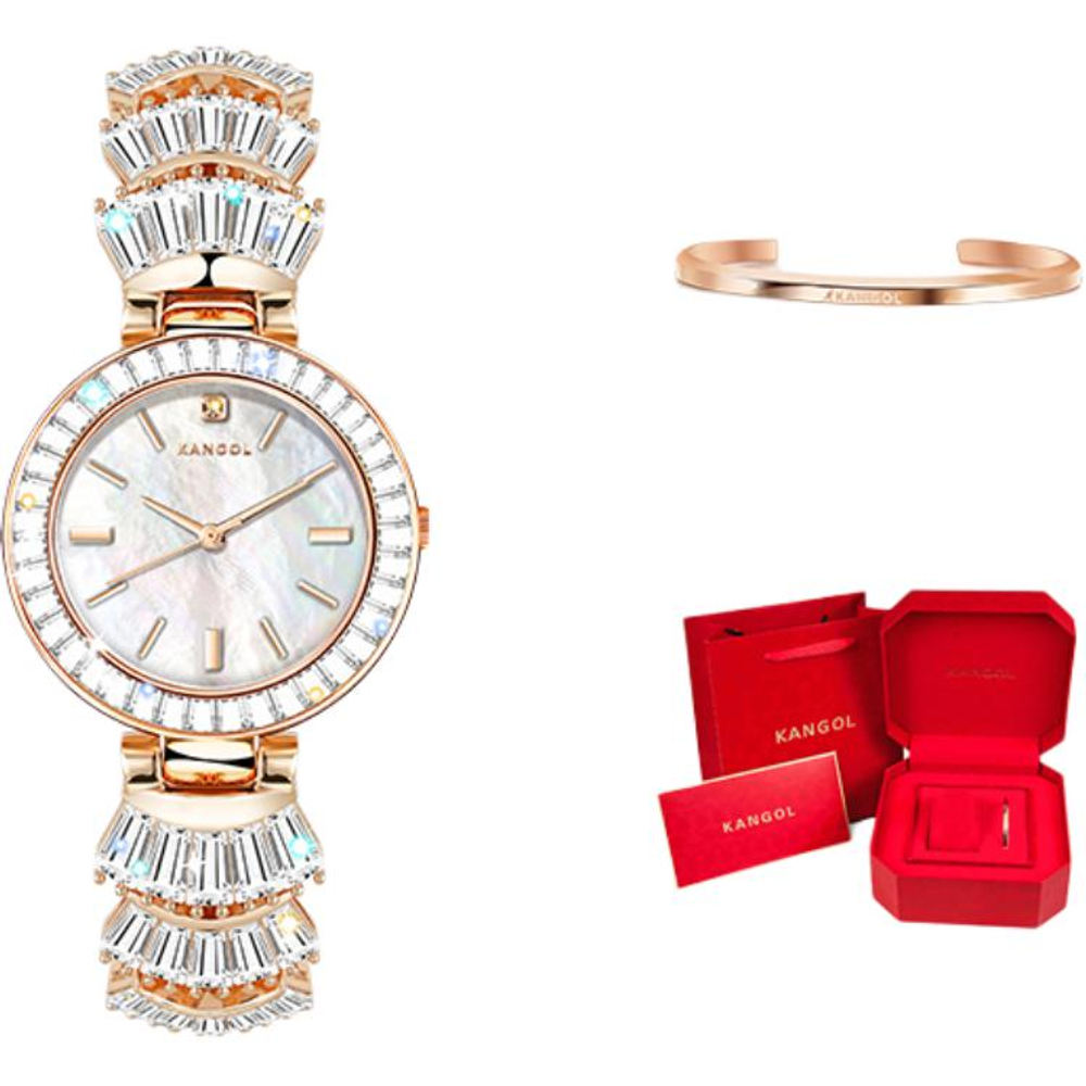 KANGOL Quartz Movement Metal Strap Watch Women"s Watch Mother of Pearl Color Watch Dial KANGOL K956