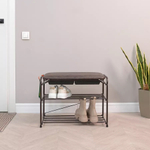 Подставка для обуви "Альфа 23" с сиденьем и ящиком, коричневая