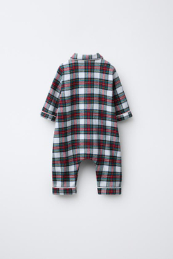 ZARA КОМБИНЕЗОН ИЗ ФЛАНЕЛИ В КЛЕТКУ, ЭКРЮ