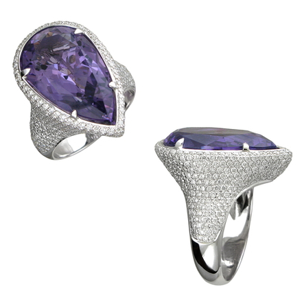 Кольцо с аметистом   из белого золота JA-K-624005-1