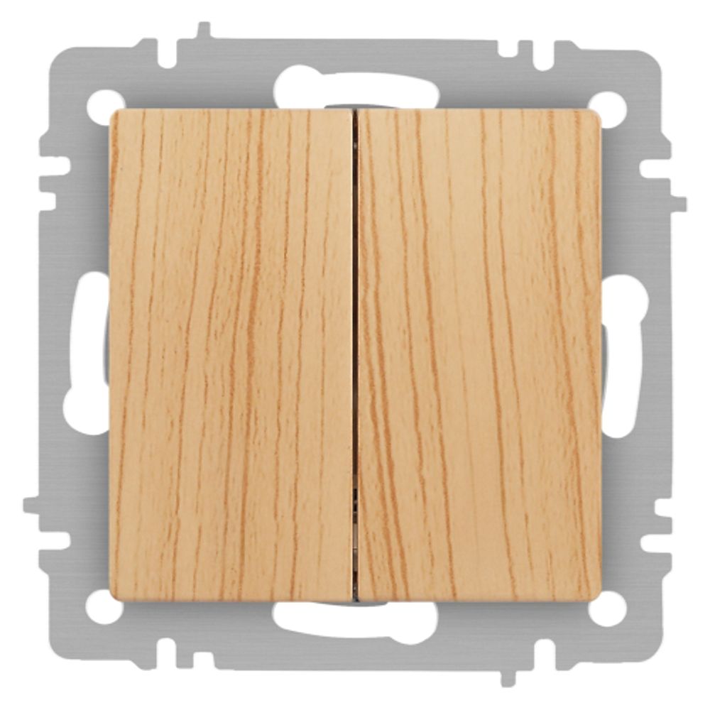 Выключатель Intro Accent 6-104-11 двойной, 10А-250В, IP20, СУ, AL/CU, сосна