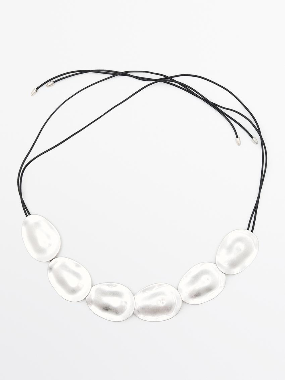 Massimo Dutti Ремень с овальными металлическими деталями, серебряный