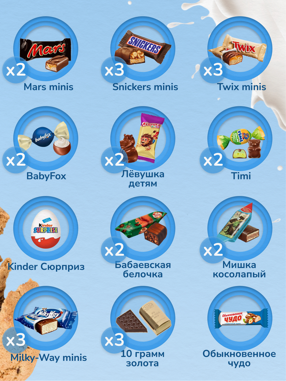 Адвент-календарь сладкий 900гр, 32 окошка