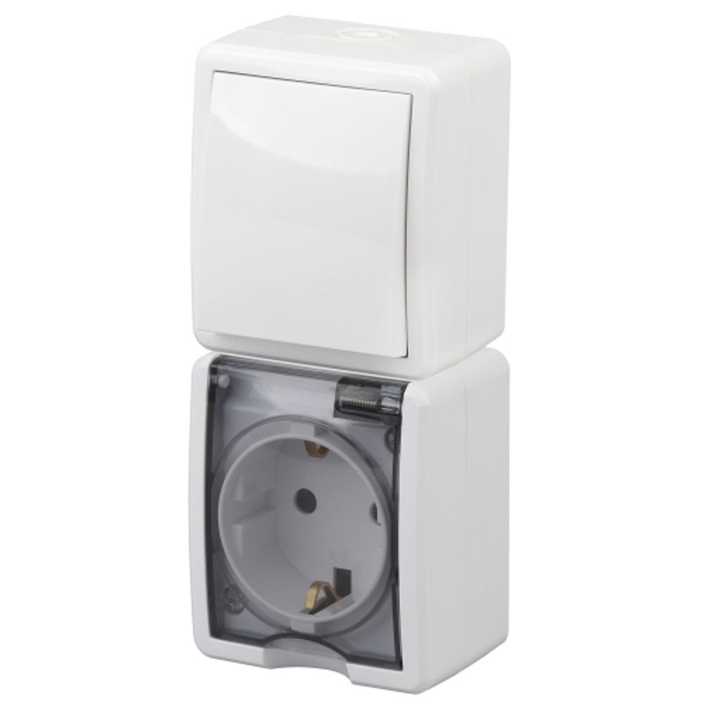 Блок розетка с выключателем ЭРА Эксперт 11-7407-01 IP54 16A-10AX-250В ОУ белый | 