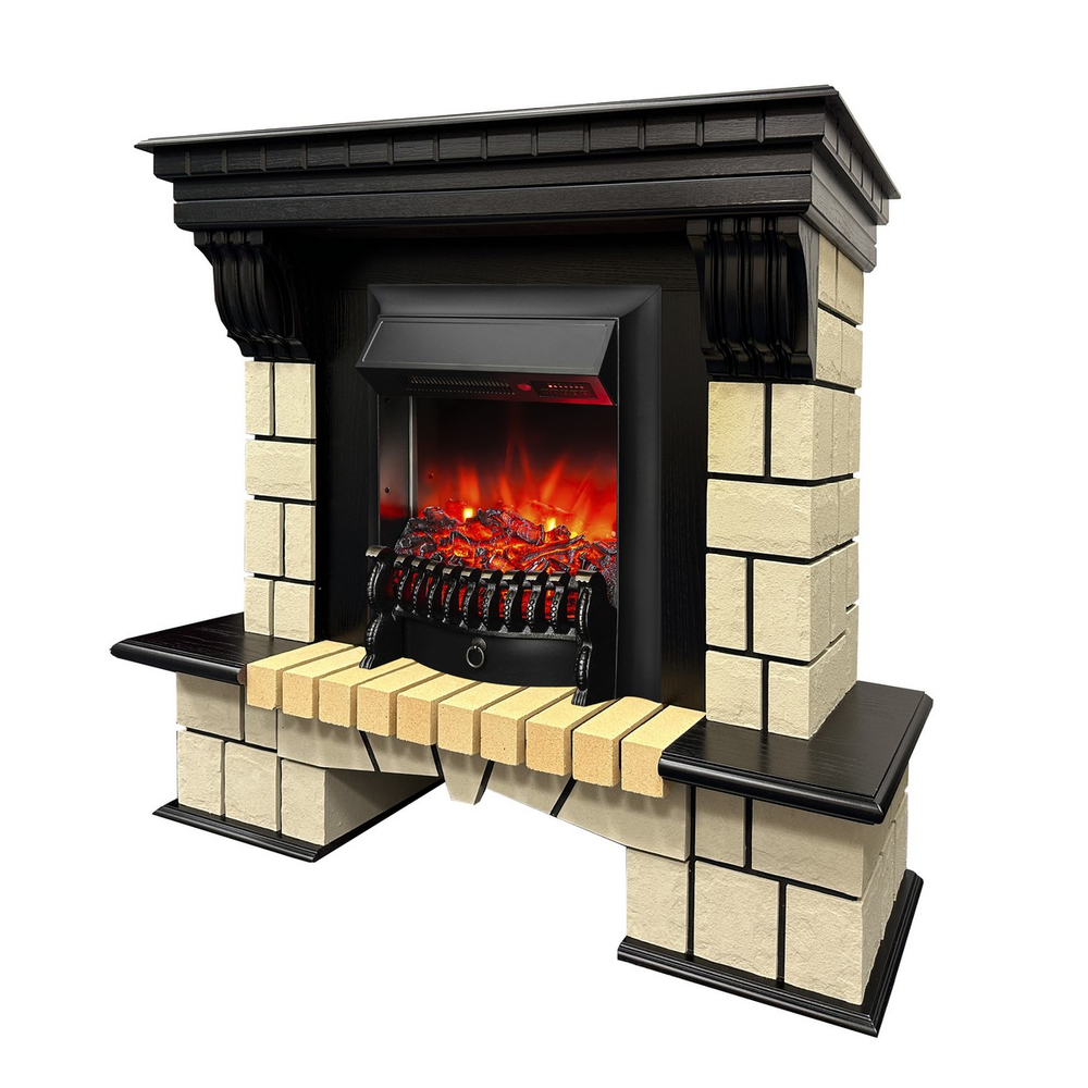 Электрокамин RealFlame Stone ML STD античный дуб c очагом Fobos Lux Black RC
