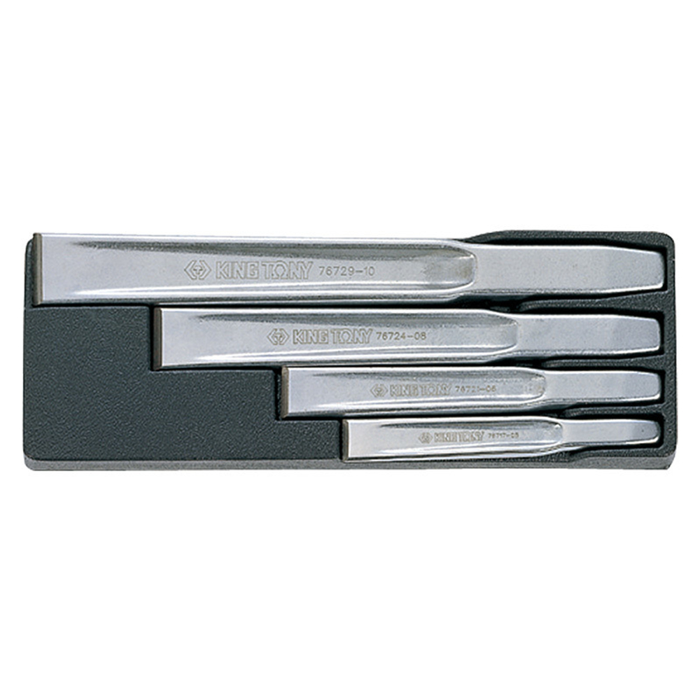 KING TONY (11104PR10) Набор зубил в лотке, усиленные, 4 предмета