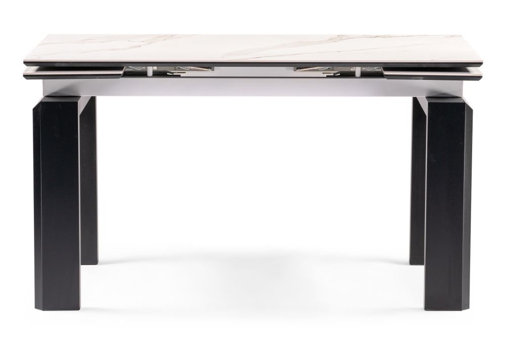 Керамический стол Давос 140(200)х80х78 белый мрамор / черный кварц