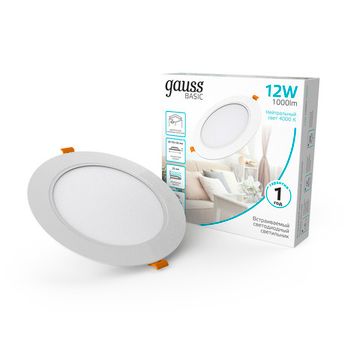 Встраиваемый светодиодный светильник 12W 4000K 9030420212 белый Basic Downlight Gauss