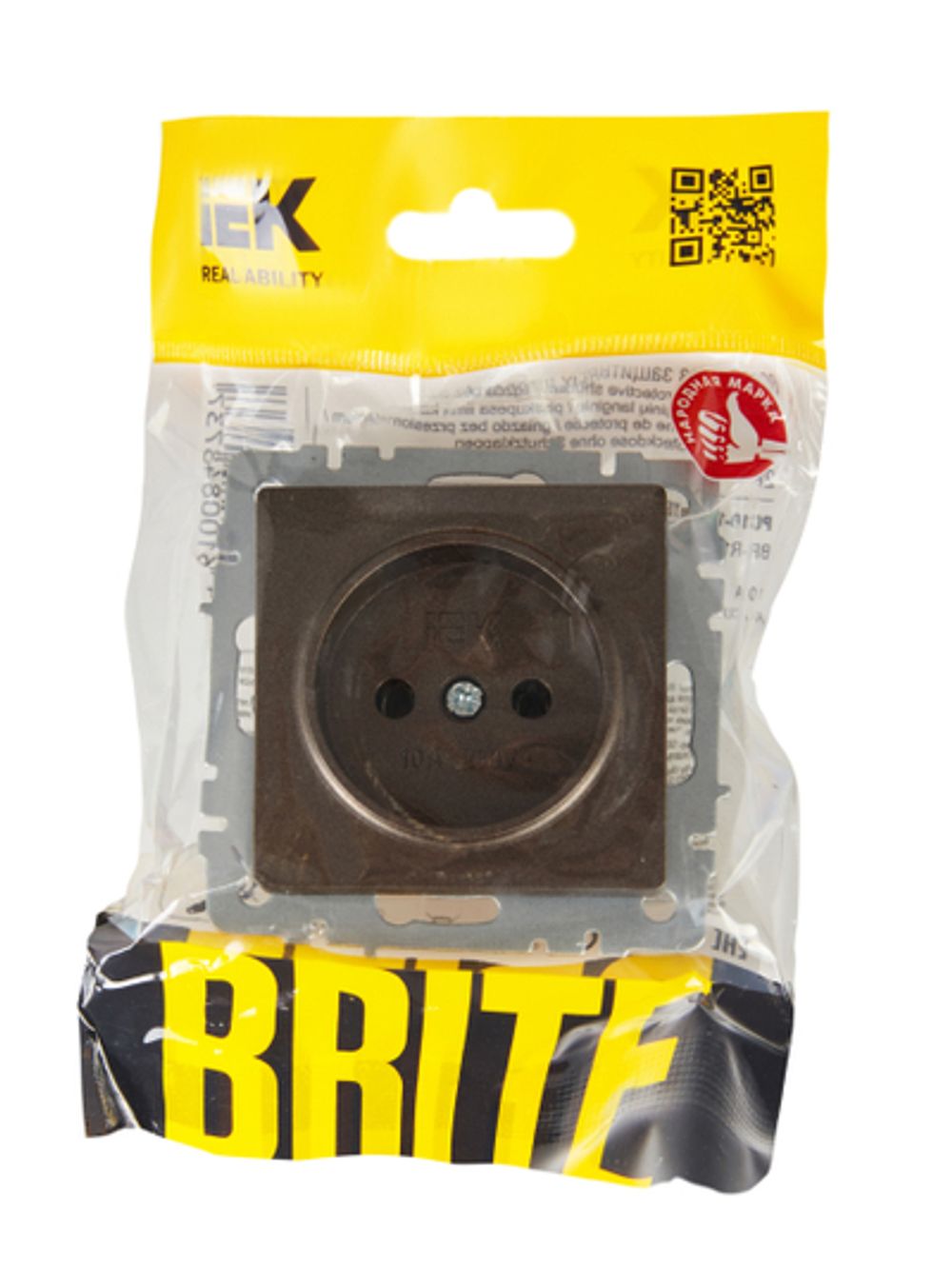 BRITE Розетка 1-местная без заземления без защитных шторок 10А РС10-1-0-БрТБ темная бронза IEK