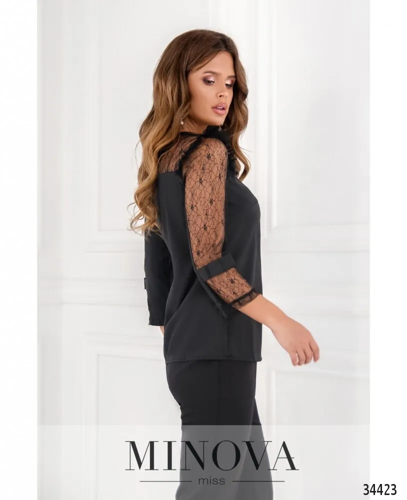 Блузка 1143н-черный Minova