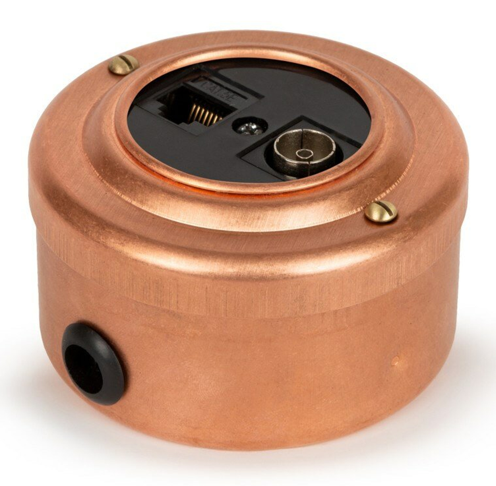 Розетка информационная RJ45+TV (CAT.5E), черная, Натуральная Медь VINTAGE-BRASS 40405-7