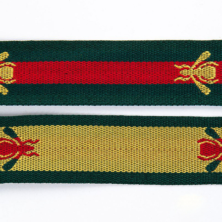Лента лампасная жаккардовая, цв.зел-крас., 25 мм