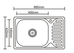 Мойка врезная 6642 660*420 0.8*180 с сифоном левая
