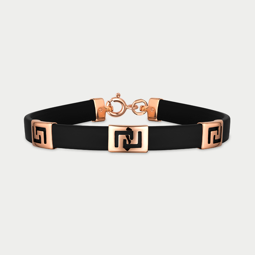 Браслет женский каучуковый со вставкой из розового золота 585 пробы (арт. 7120к)