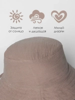 Бежевая детская панама на лето с завязками