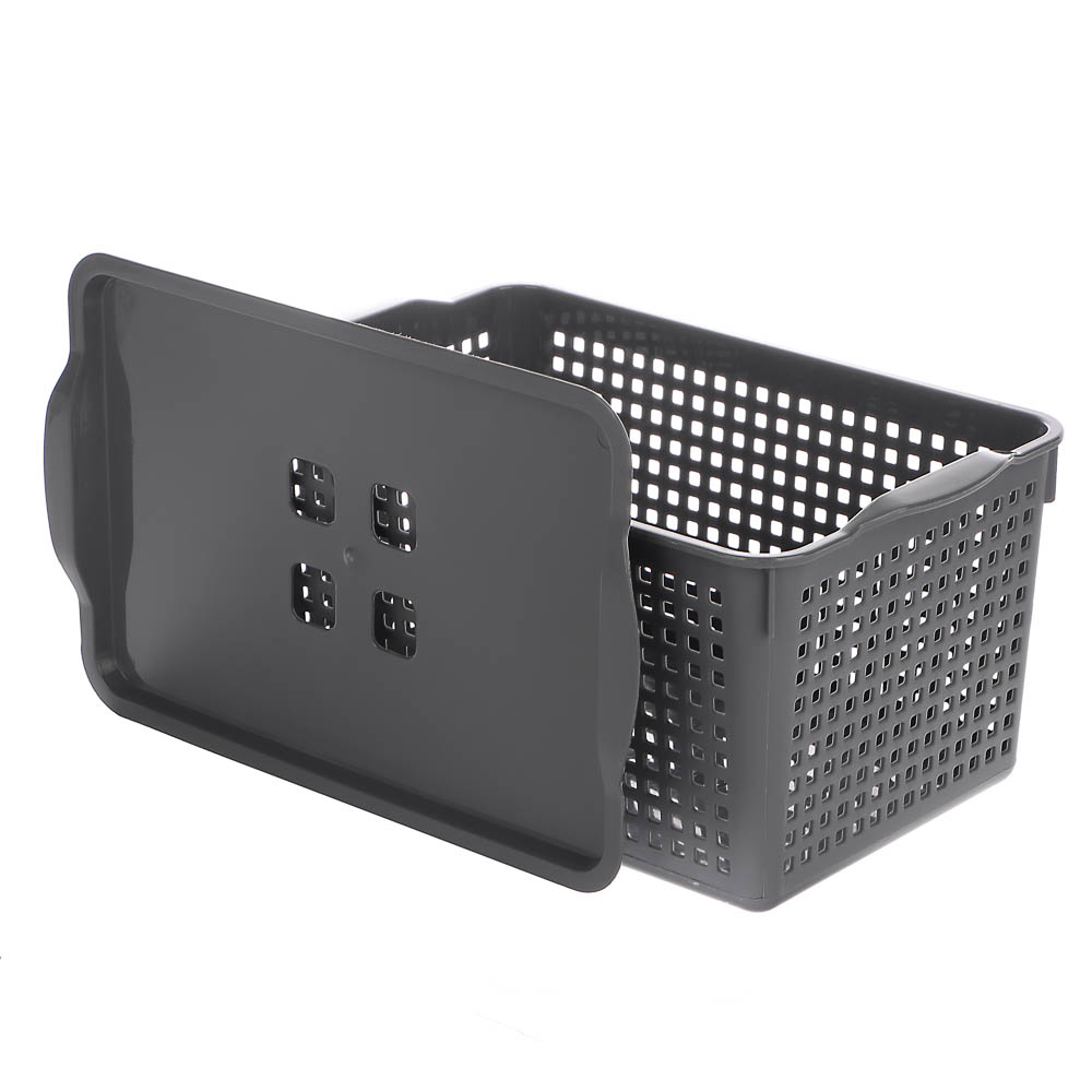 Корзинка Лофт 5,3л 295х185х145мм с крышкой белый, серый