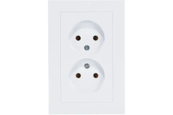 Розетка Systeme Electric ATLASDESIGN без заземления двойная + рамка белая 35955
