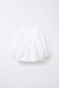 ZARA БЛУЗА С ЦВЕТОЧНОЙ ВЫШИВКОЙ, ЭКРЮ