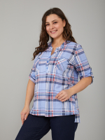 Блузка БЛ-131/клетка-голубая