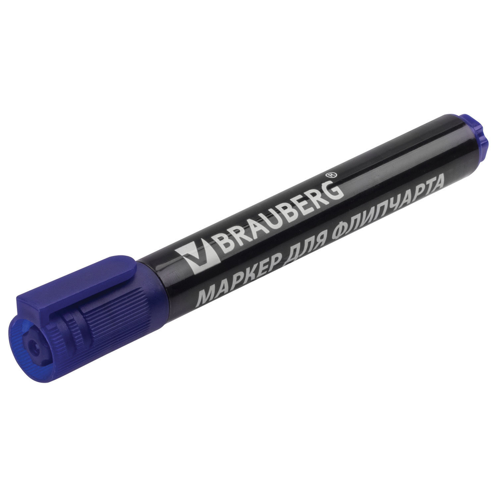 Маркер для бумажного флипчарта BRAUBERG непропитывающий синий 2 5 мм (12 штук в упаковке)