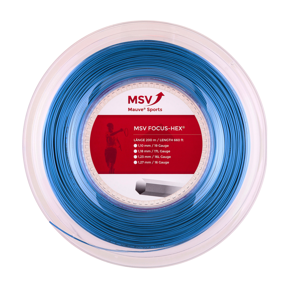 Теннисная струна MSV Focus HEX, 1.18, 200м (ярко-голубой)
