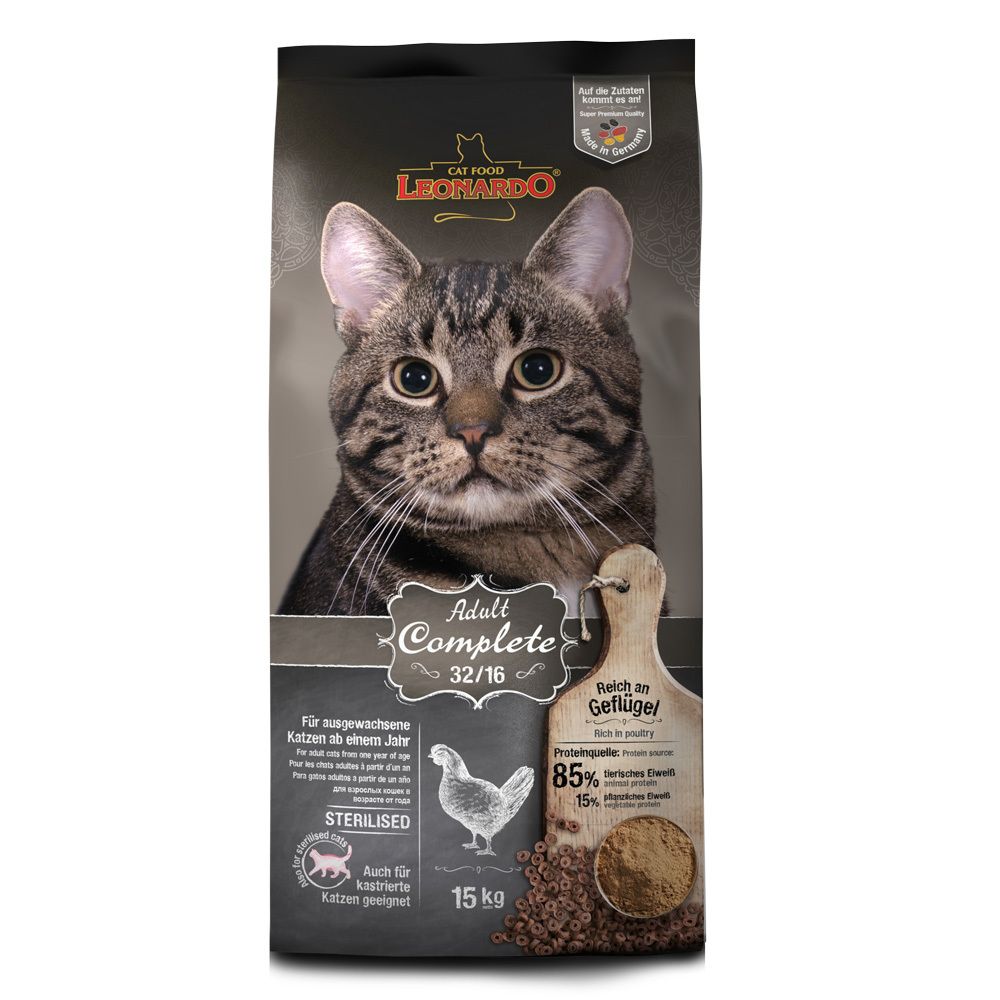 Сухой корм Leonardo Adult Сomplete 32/16 для взрослых кошек 15 кг