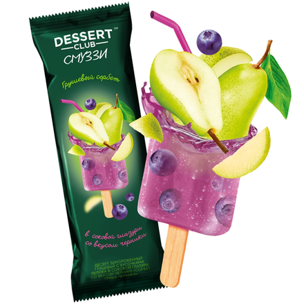 Мороженое Dessert Club Смуззи Груша-черника 60 гр
