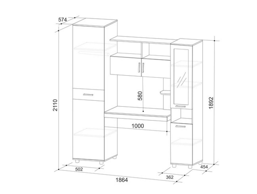 Комплекс "Миллениум" (ясень шимо темный/ясень шимо светлый), ЛДСП 16 мм, Мебельсон, г. Ижевск