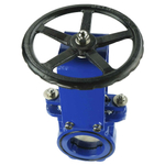 Knife gate valve Elephant GGG40-SS304-NBR-2W-W, body material - cast iron GGG40, knife material - stainless steel AISI 304, seal - NBR, handwheel operated