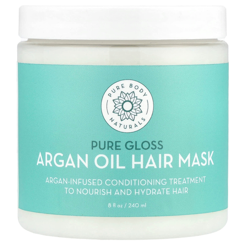 Pure Body Naturals, Маска для волос с аргановым маслом, чистый блеск, 240 мл (8 жидк. Унций)